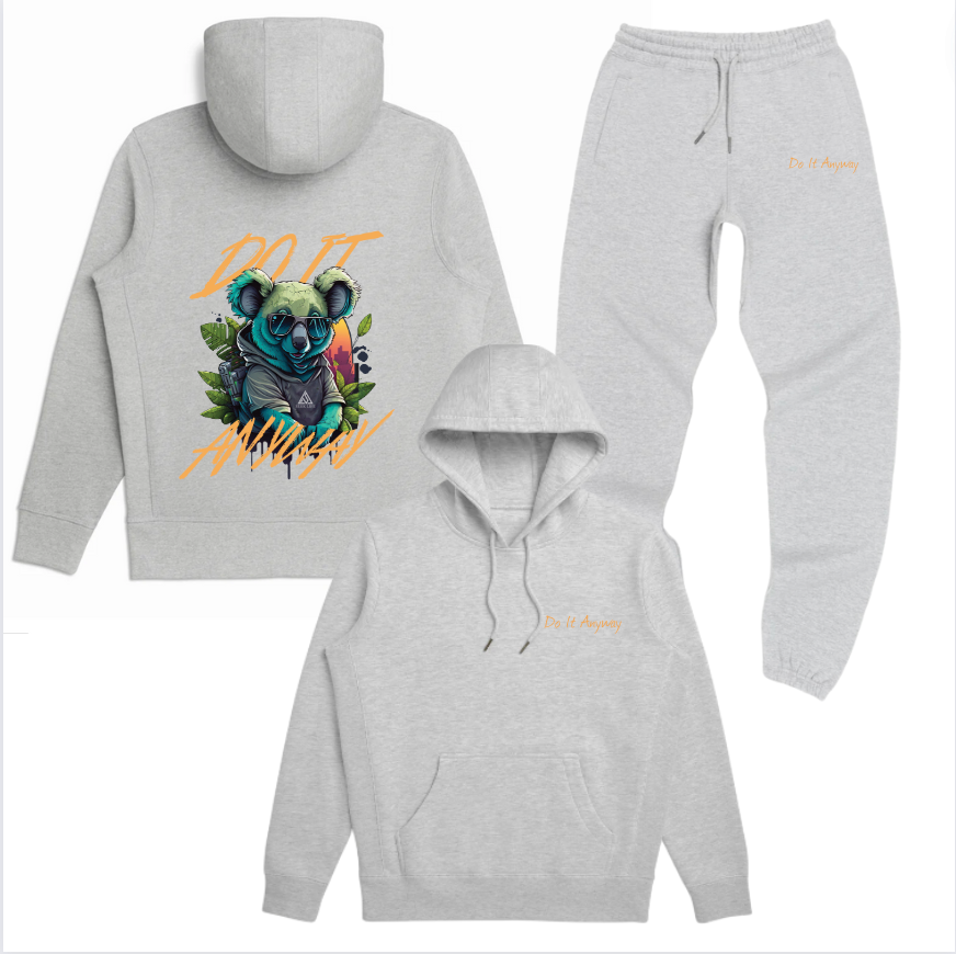 Do It Anyway Gray Graphic Hoodie + Jogger Bundle
