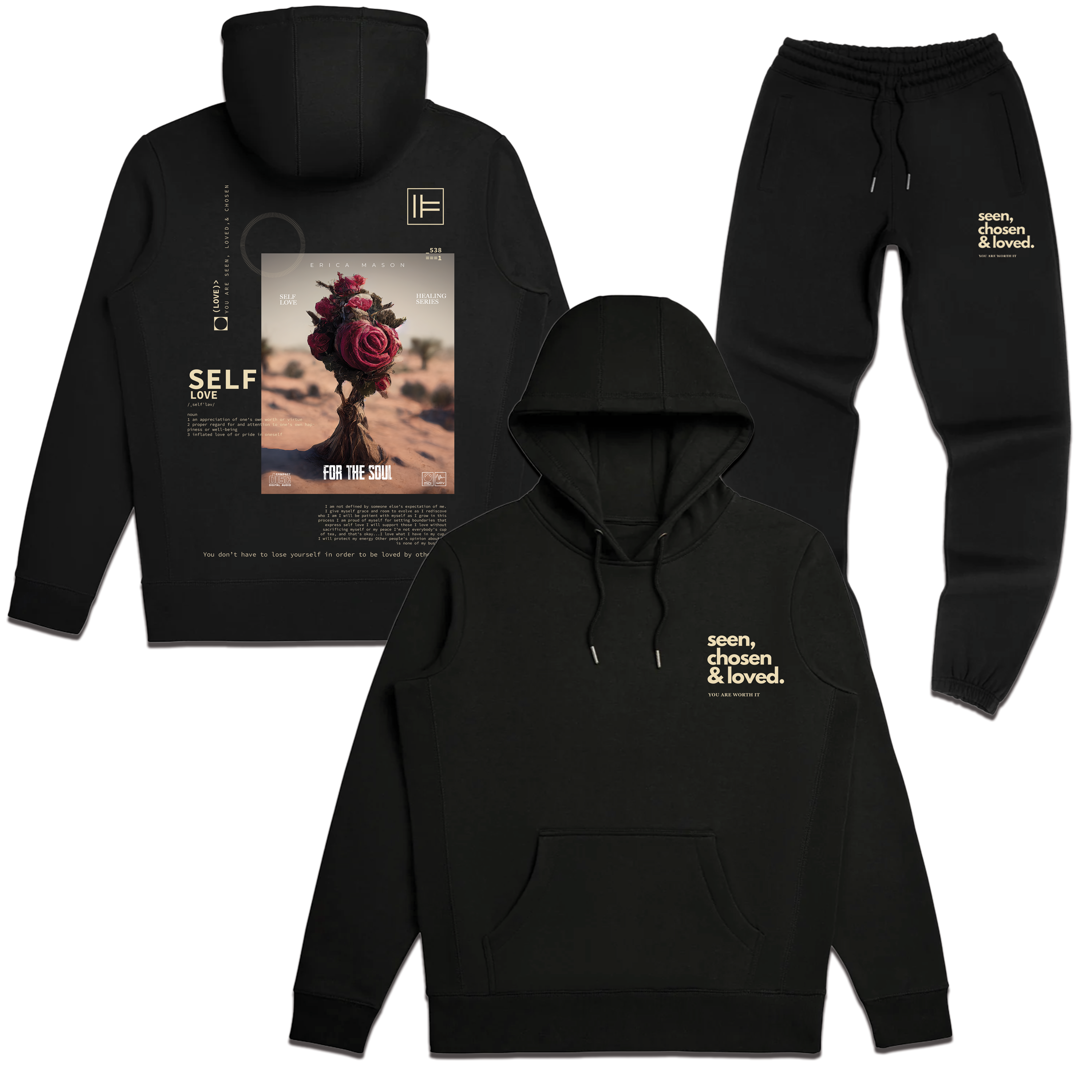Self Love Black Hoodie