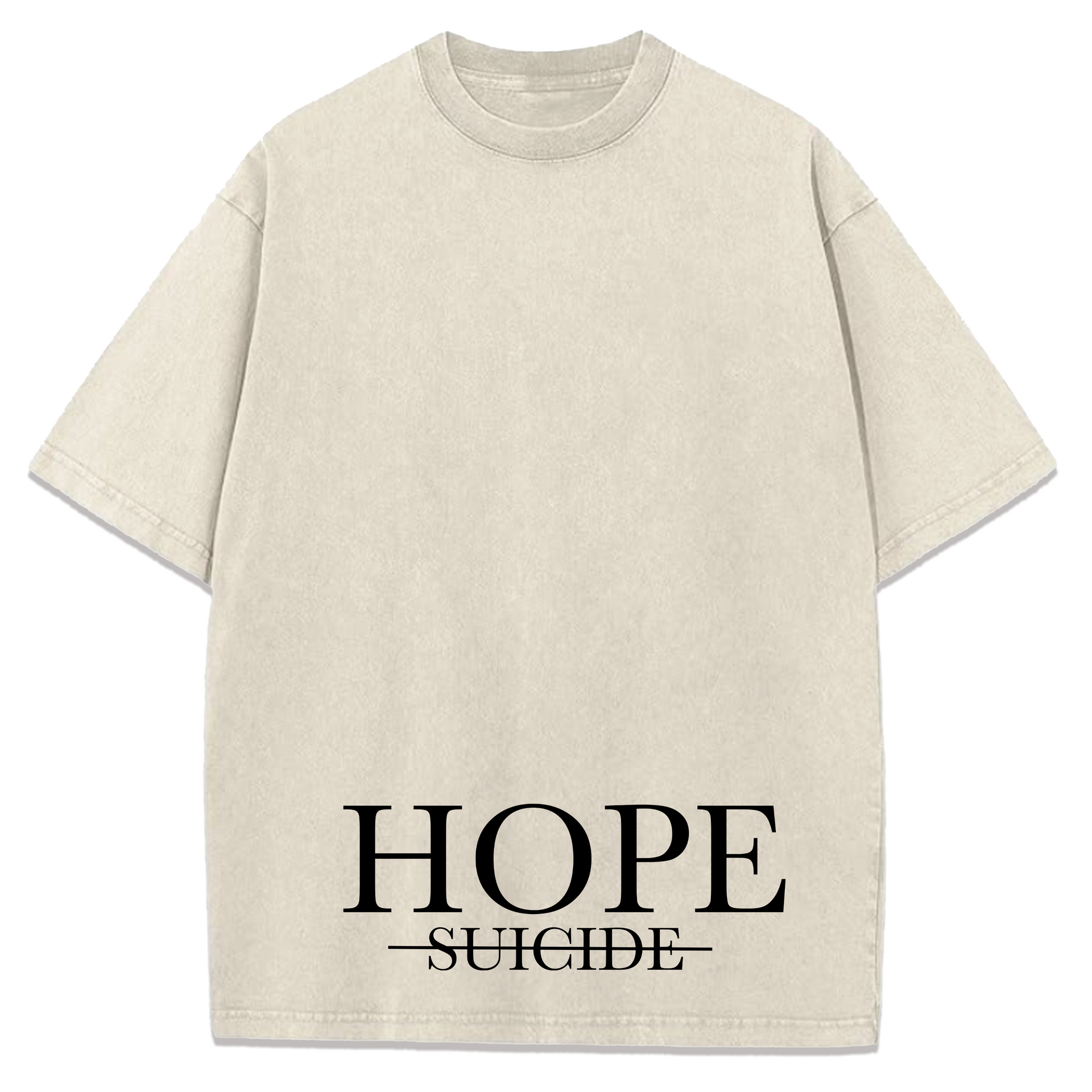 Hope Over Suicide Boxy Beige Tee