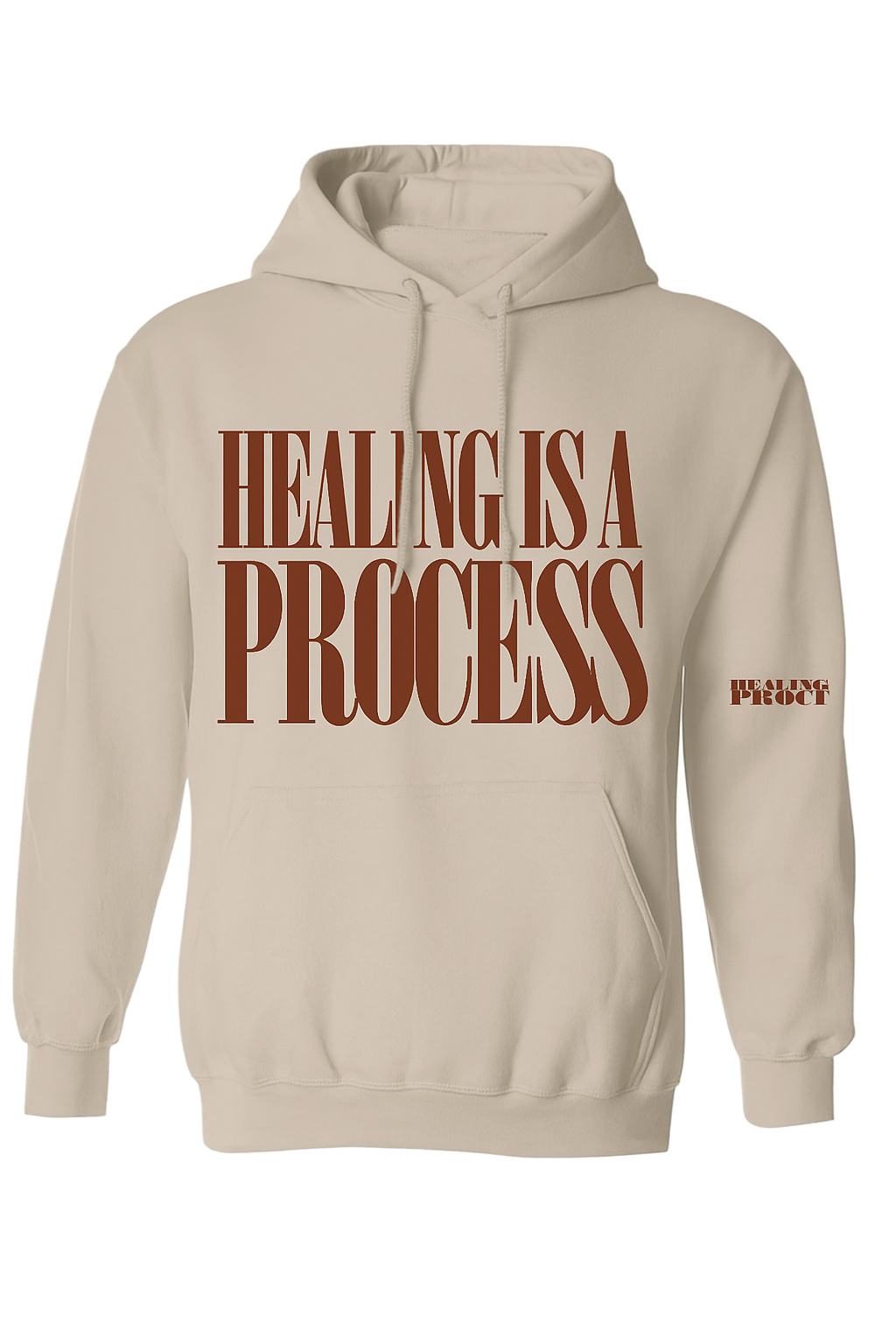 Healing Is A Process Tan HOODiE (No Left Eye On Back)