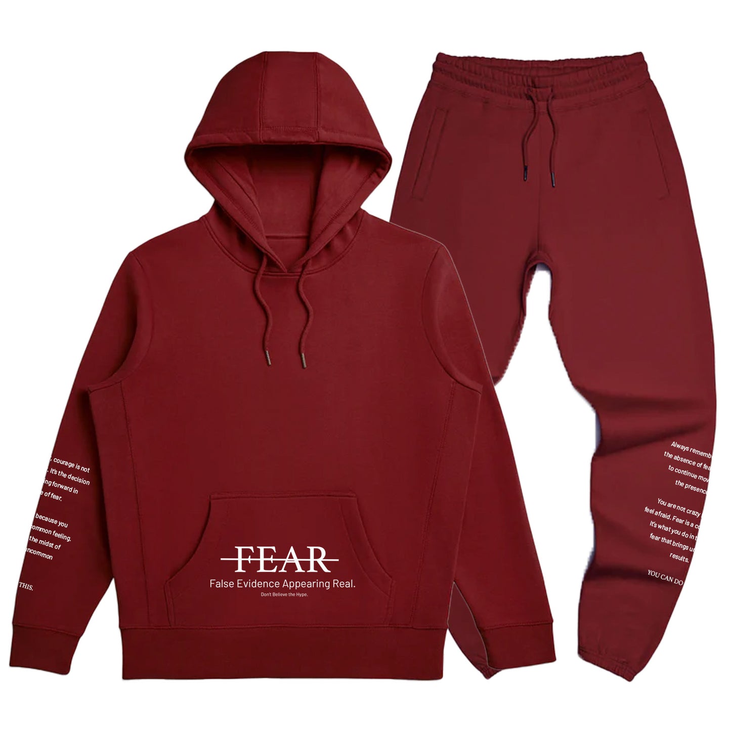 OxBlood Fear Hoodie 100% Organic Cotton Set